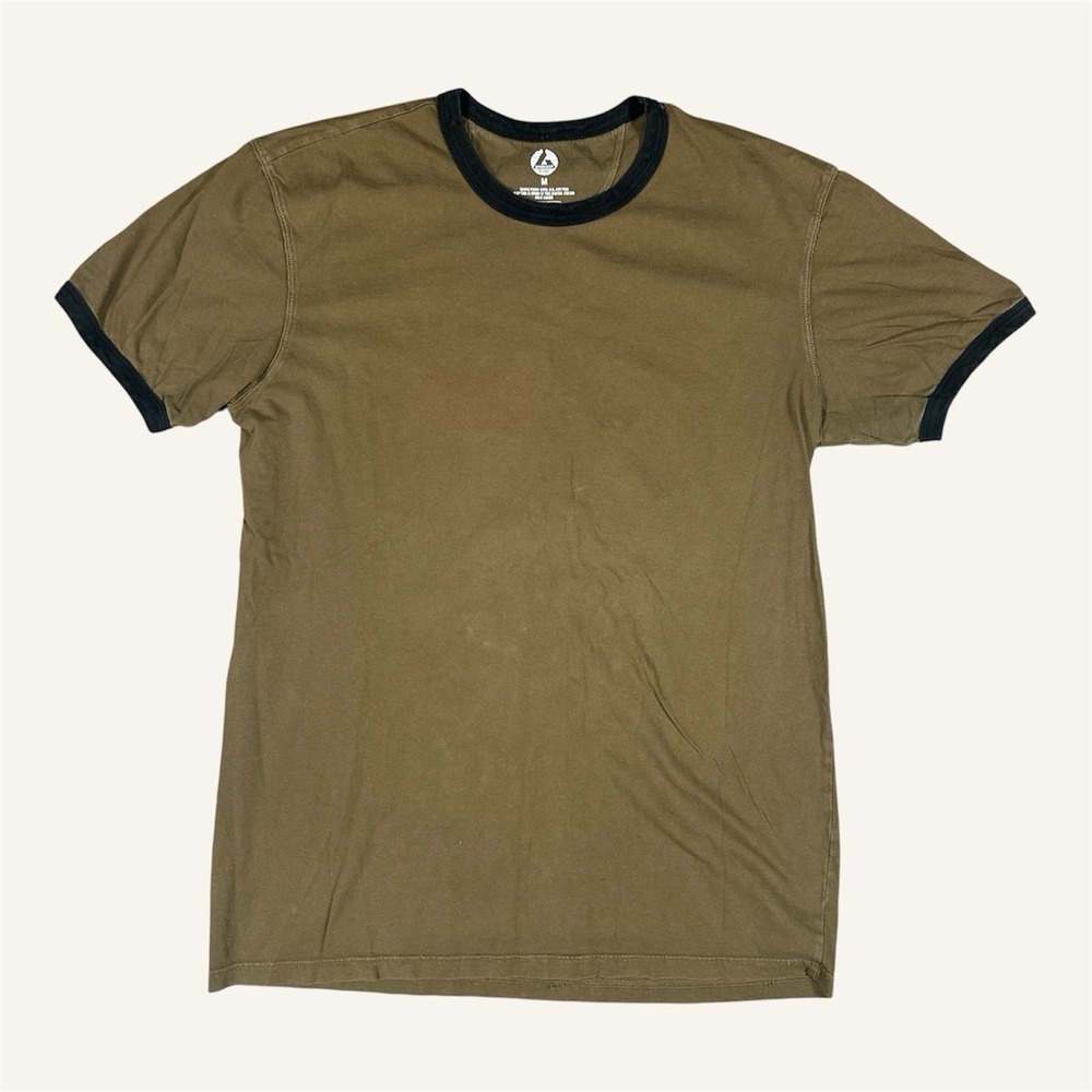American Giant Men Slub Cotton Crewneck T-Shirt Olive Short Sleeve Made in USA M